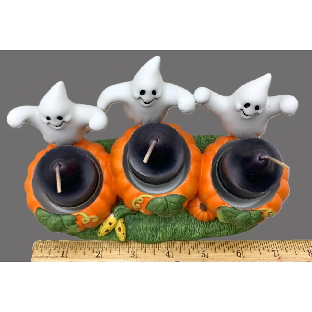 PartyLite Ghost Trio Candle Holder Halloween w 3 PL Candles NIB Retired Vintage